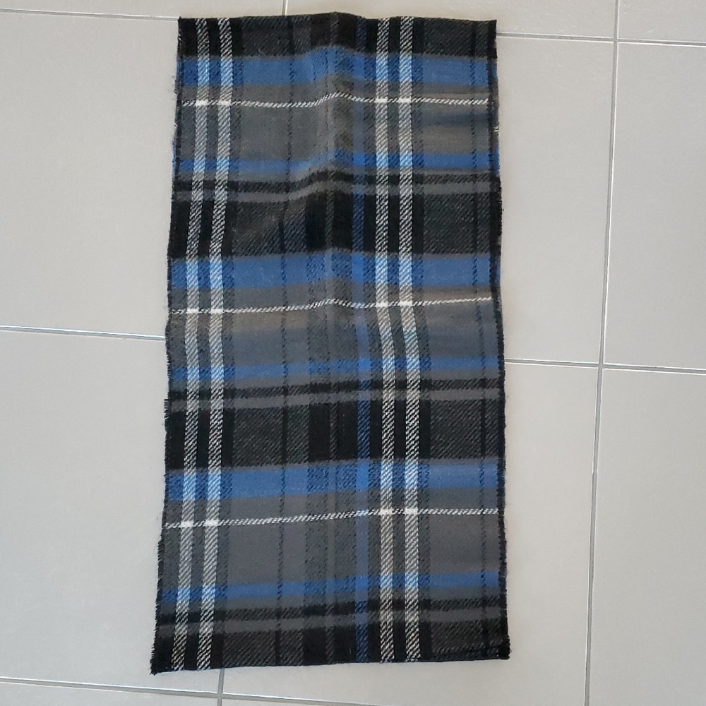 Plaid Infinty Scarf in Blue and Black